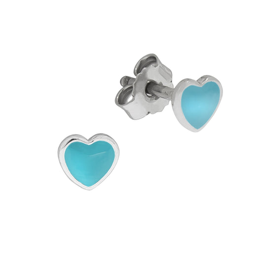 925/- Sterling silver heart lacquer turquoise