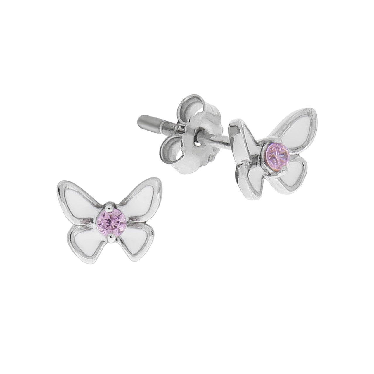 925/- Sterling silver butterfly zirconia pink