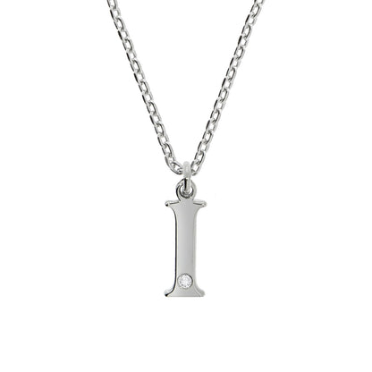 Anhänger Buchstabe I mit Kette Flachpanzerkette 925/- Sterling Silber rhodiniert 45+3cm Diamant 0,008ct.