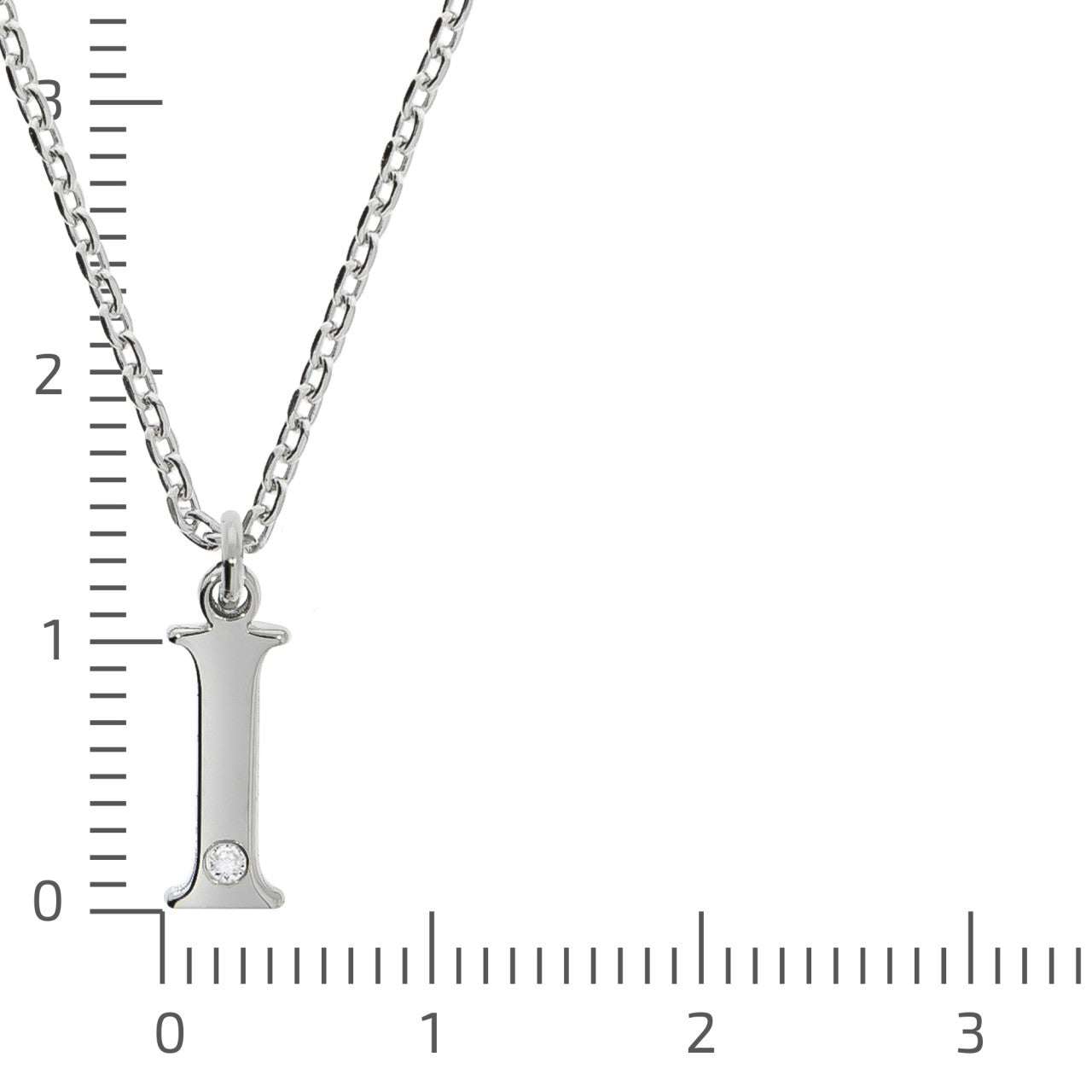 Anhänger Buchstabe I mit Kette Flachpanzerkette 925/- Sterling Silber rhodiniert 45+3cm Diamant 0,008ct.