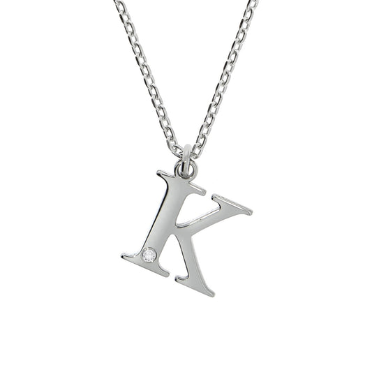 925/- Sterling Silver Diamond 0.008ct. Letter K