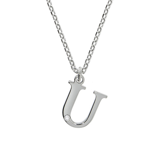 925/- Sterling Silver Diamond 0.008ct. Letter U