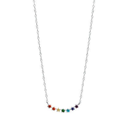 Collier 925/- Sterling Silber rhodiniert Zirkonia multi