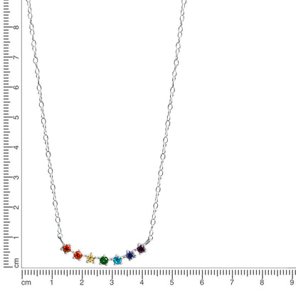 Collier 925/- Sterling Silber rhodiniert Zirkonia multi