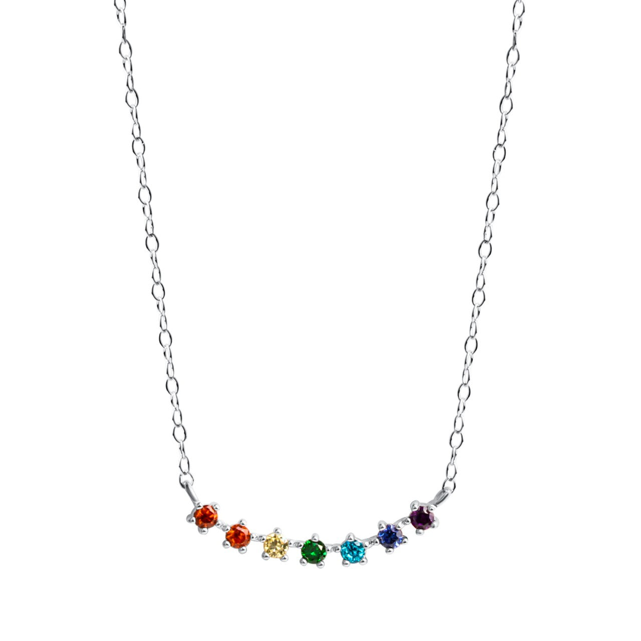 Collier 925/- Sterling Silber rhodiniert Zirkonia multi