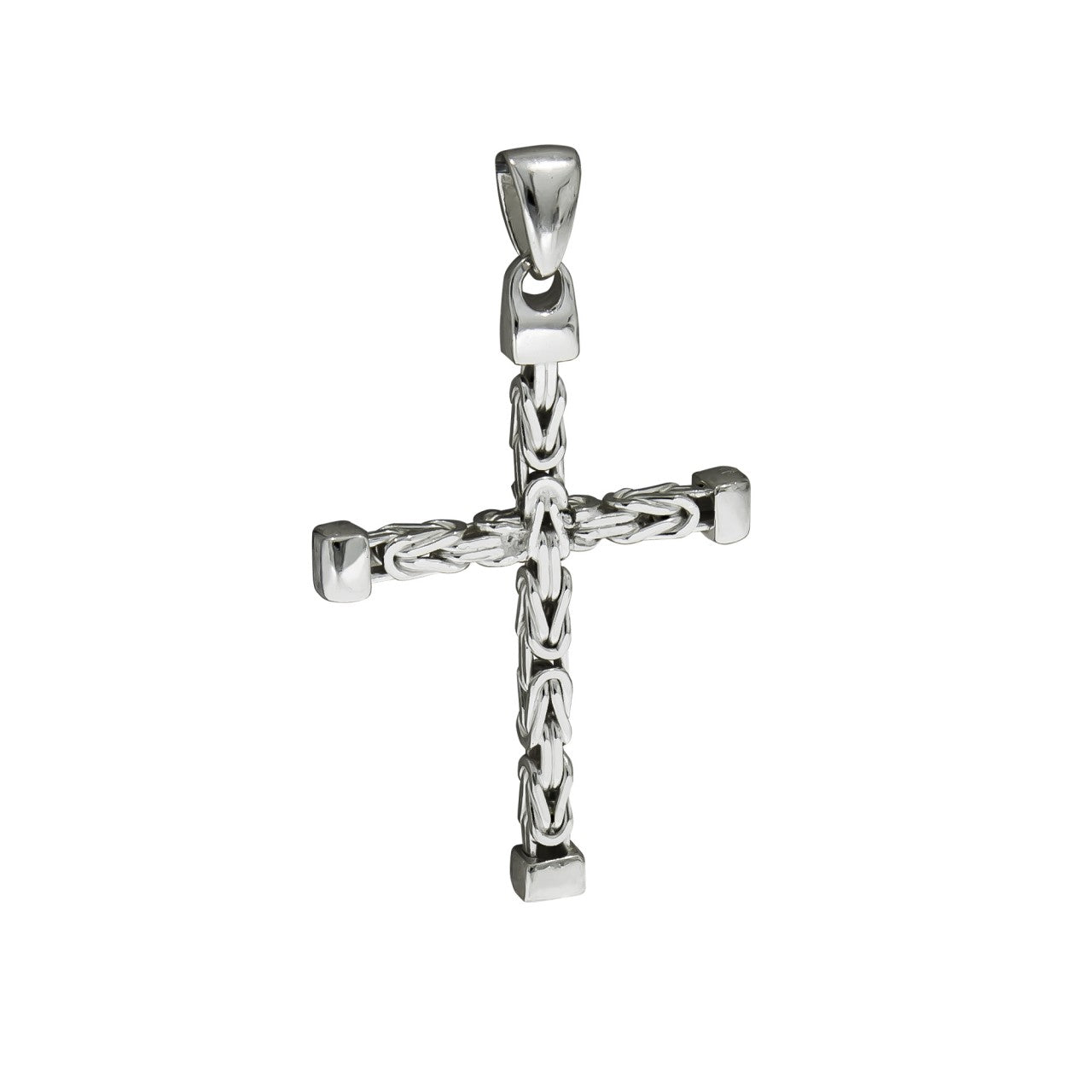 925 silver cross byzantine chain polished