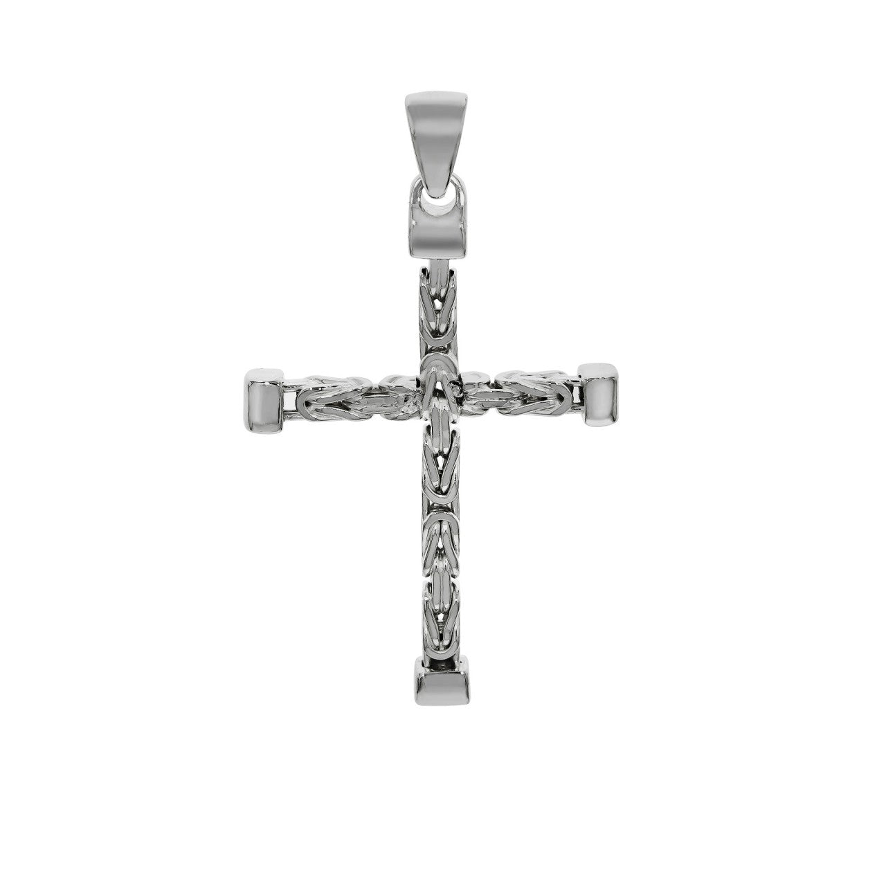 925 silver cross byzantine chain polished