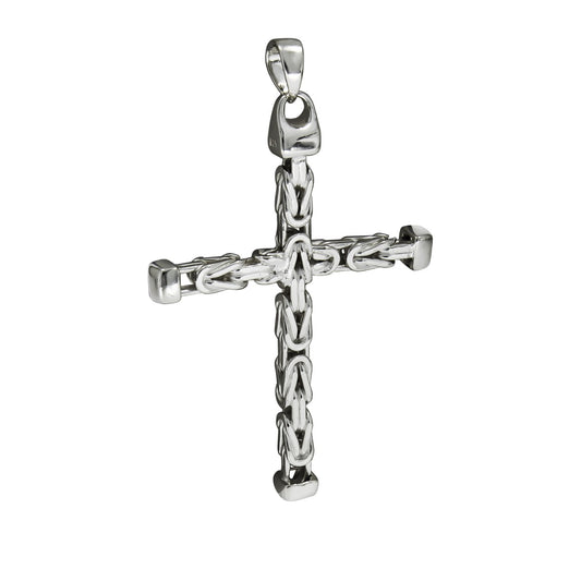 925 silver cross byzantine chain polished