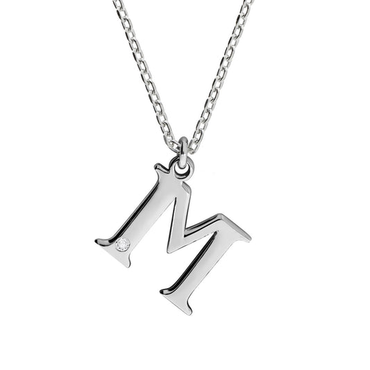 925/- Sterling Silver Diamond 0.008ct. Letter M