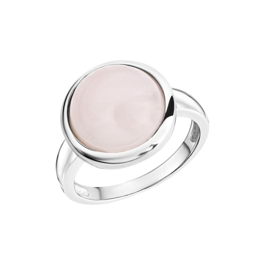 Ring 925/- Sterling silver rose quartz pink rhodium plated