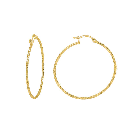 Hoop earrings 925 silver gold-plated 4.0cm 925/- sterling silver without stone 4.0cm diamond-plated