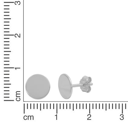 Ohrstecker 925 Silber rhodiniert Scheibe 8mm
