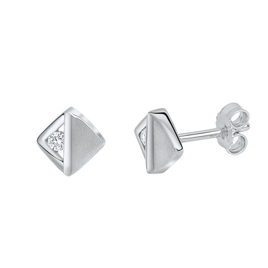 Ohrstecker 925/- Sterling Silber rhodiniert 1cm Zirkonia